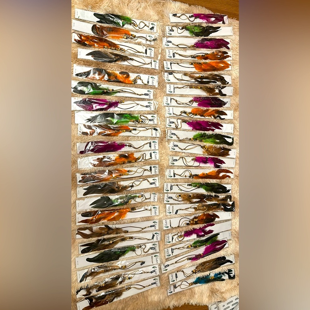 10 Handmade Leather cord feather hair extensions
